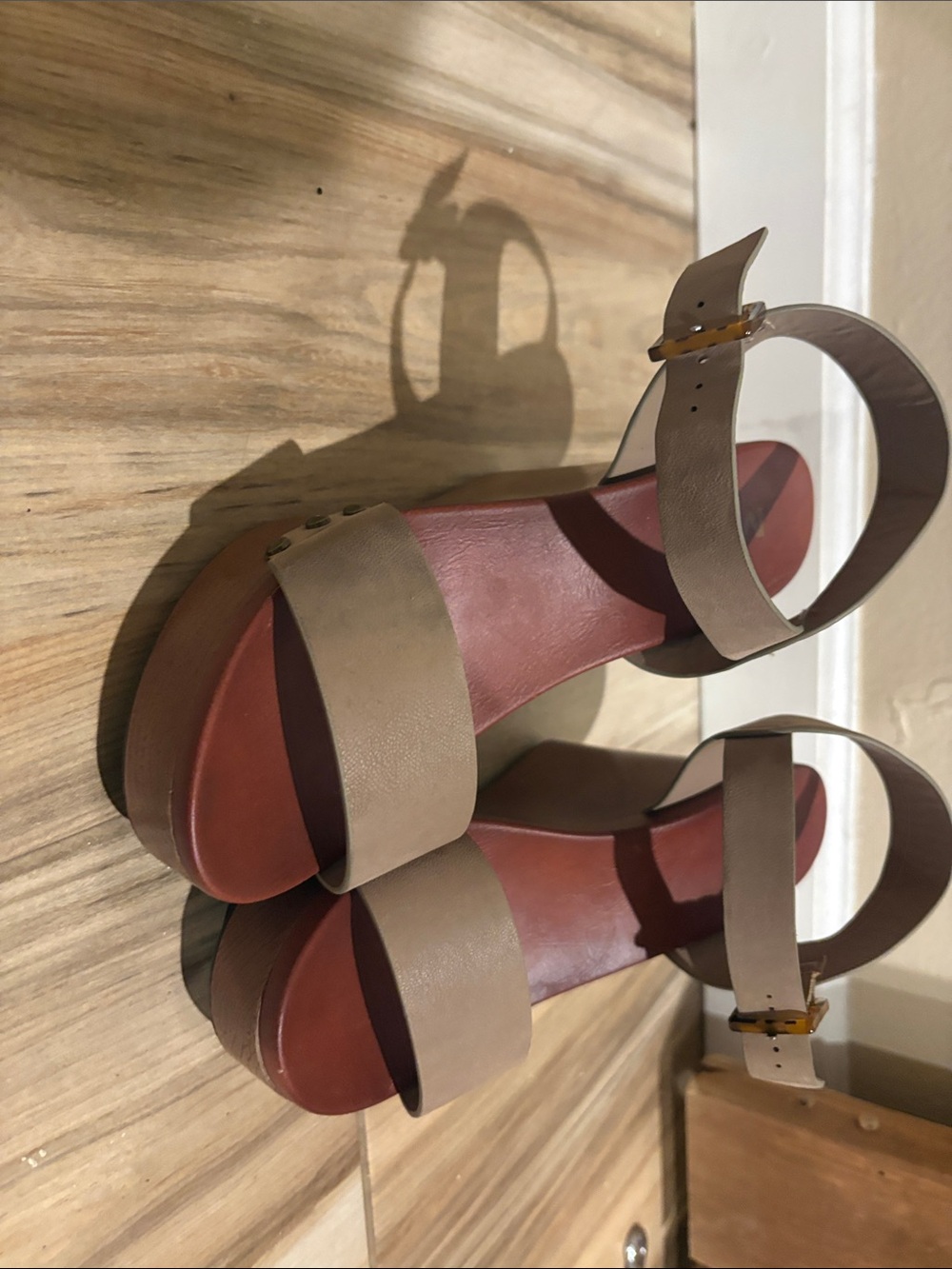 Women's Taupe Ankle-Strap Platform Sandals